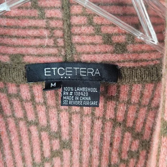 Etcetera Designer Aztec Southwestern Womens Open Sweater Cardigan 100% Lambswool - Picture 2 of 3